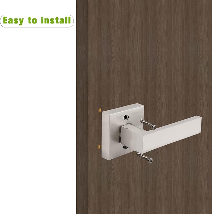 Gobrico Square Satin Nickel Door Levers One Side Dummy Inactive Door Handles for Interior Door Closets French Doors