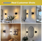 Black and Gold Wall Sconce, Bathroom Sconces Wall Lighting with Clear Glass, Modern Sconces Wall Light fixtures for Bathroom Mirror Living Room Hallway Bedroom