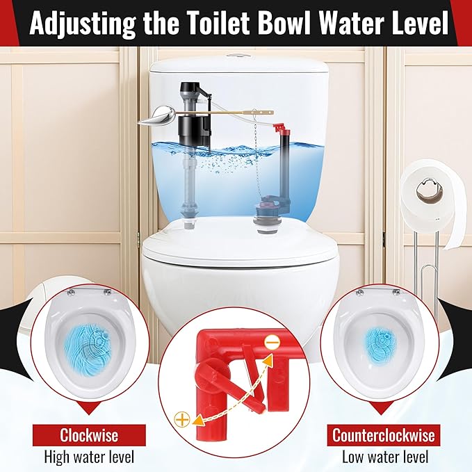 Toilet Flusher Replacement Kit, 2-Inch Toilet Flusher Repair Kit Include Adjustable Fill Valve with Flapper, Flush Handle Lever, Gasket and Bolts, Anti-Siphon Repair Parts Inside Tank(2 Set)