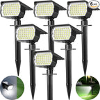 Solar Spot Lights Outdoor 6 Pack, [46 LED/3 Modes] Solar Landscape Spotlights Waterproof, 2-in-1 Auto On/Off Solar Powered Lights for Outside Yard Garden Wall Pathway(Cool White)