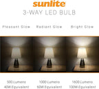 Sunlite 40421 3-Way LED A19 Light Bulb, 5/9/15 Watts (40W 60W 100W Equivalent), 500-1000-1600 Lumens, Medium E26 Base, Omni-Directional, ETL Listed, Frost, 4000K Cool White, 6 Count