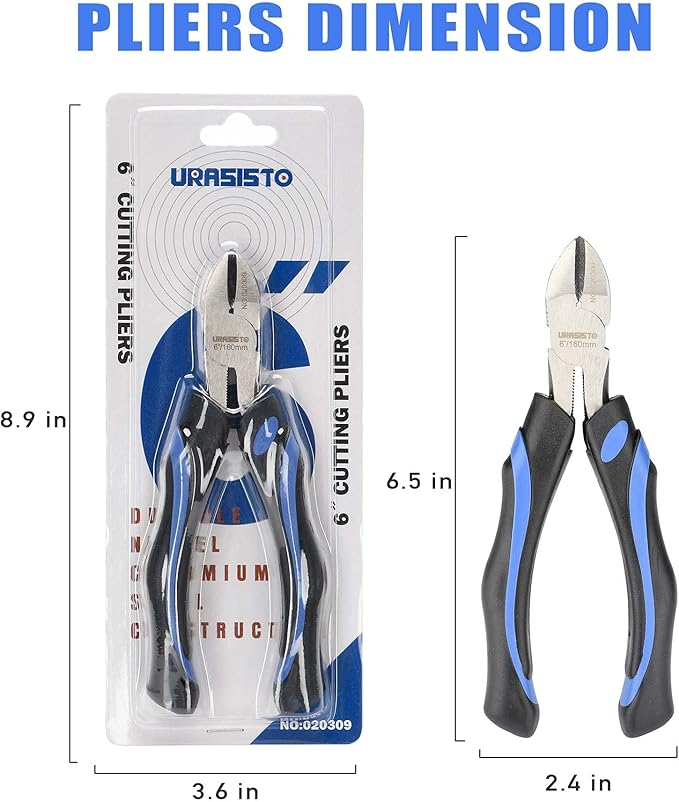 6-Inch Side-Cutting Pliers Diagonal Pliers with heavy Duty Nickel Chromium Steel Construction