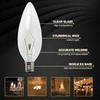 Seentech 12 Pack 60W 120V E12 Base B10 CTC Incandescent Light Bulbs, Transparent Candle Light Bulbs Perfect for Chandeliers, Ceiling Fan Lights, Pendants, Fireplace, Dimmable, Warm White 2700K