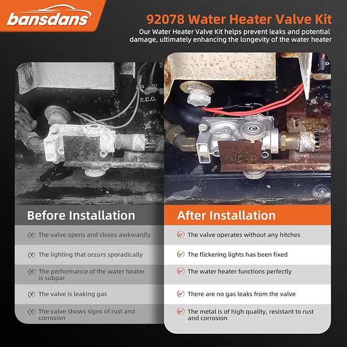 92078 RV Water Heater Gas Valve, 93844 Gas Valve Fit for Atwood 6 Gal Heaters Water Heater Parts Replacement (G6A-8E GC6A-7E GC6AA-10E GCH6A-9E GH6-8E), OE #93870, 93869, 93321