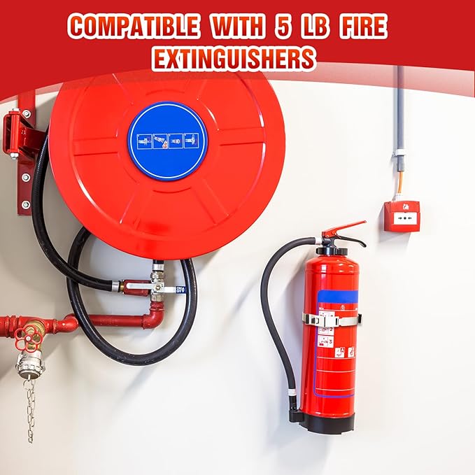 Therwen 5 Pack Fire Extinguisher Bracket 5 lb Wall Mount Stainless Steel Fire Extinguisher Holder for Home Truck Vehicle, Black