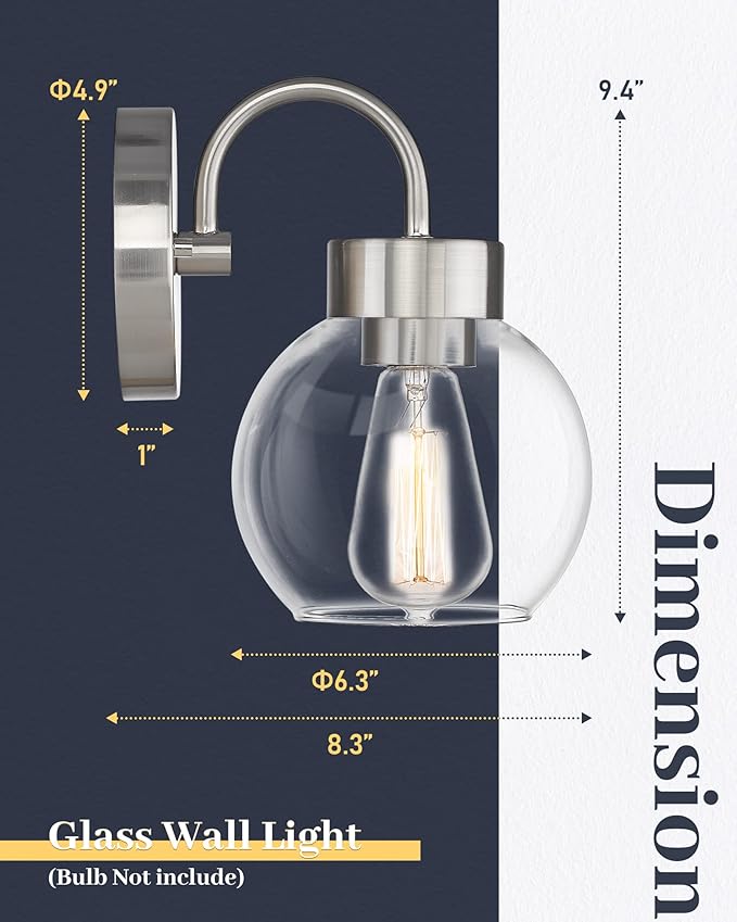 EAPUDUN Bathroom Light Fixtures Over Mirror, 1-Light Brushed Nickel Wall Sconces, Modern Vanity Light Porch Lamp, Hallway,Bedroom, Living Room Lighting Fixtures