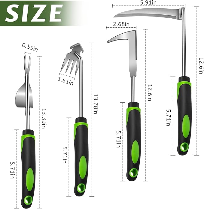 Weed Puller Tool, 4 Pack Stainless Steel Weed Remover Tool, Portable Weeding Tools Gardening, Crack Weeder Tool, Uprooting Weeding Tool for Backyard Farm Planting
