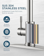 Kitchen Faucet with Soap Dispenser, Brushed Nickel High Arc Stainless Steel Modern Sink Faucet with Pull Down Sprayer, Deck Plate for 1 or 3 Hole Sinks for RV Bar Laundry Farmhouse