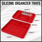 SEDY Premium Silicone Tool Tray, Automotive Non-Slip Flexible Silicone Tool Trays, Tool Organizer | 2 Piece Multi Purpose Mats with Magnetic Small parts Tray