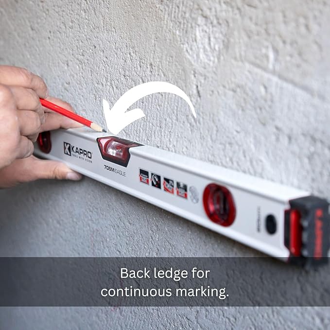 Kapro - 705 Eagle Magnetic Box Level - OPTIVISION & Plumb Site - Features 2% Gradient, Acrylic Vials, and Wall-Grip - For Masonry and Concrete Jobs - VPA Tested - 72 Inch