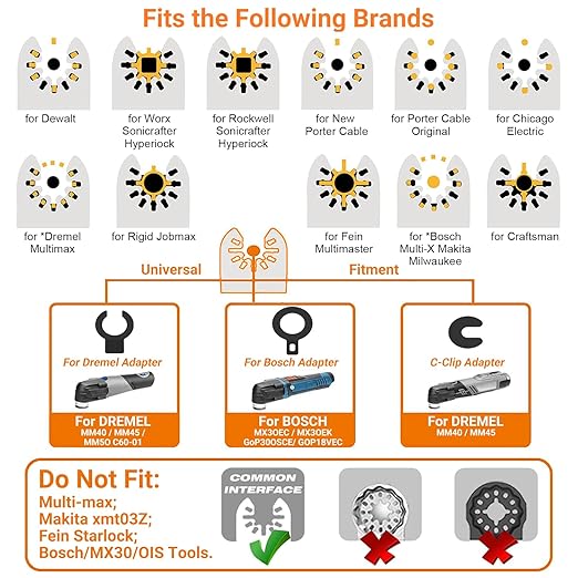 PECHAM 9PCS Diamond Oscillating Tool Blade, Multi Tool Blades Kits for Grout Removal and Soft Tile Cut, Fit Porter Cable Black & Decker Rockwell Ridgid Ryobi Milwaukee Chicago Craftsman