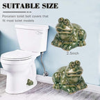 Toilet Bolt Caps, Toilet Screw Cover Caps Frog Ceramic Toilet Bolt Caps, Toilet Bowl Cover Bathroom Decor for Easy Installation(Green frog 4pcs)