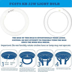 FC8T9/KB 22W Round Light Bulb, 8 Inch T9 22 Watt Circular Fluorescent Light Bulbs, Replacement Circline Fluorescent Lamp, Warm White 3000K 1400 Lumens, G10q 4 Pin Prong, 2 Pack