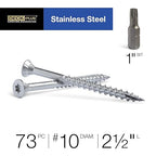 Deck Plus 2-1/2 Inch Epoxy Coated Exterior Wood and Fence Screws #10 x 2-1/2" Torx/Star Drive Included Coarse Thread, Outdoor Rust Resistant Decking Screw, Silver, 1lb Box, 73 Pieces | 48464