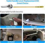 Toilet Flush Handle Replacement Kit, Zinc Alloy Toilet Handle Brass Lavatory Flusher Lever for Most American Standard Toilet Bowls, Universal Replacement Kit (Silver)