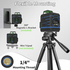 Laser Level 360 Self Leveling, 3 x 360° Cross Line Lazer Leveler Tool for Construction and Picture Hanging, Rechargeable Nivel Laser Outdoor, L-Magnetic Bracket Included