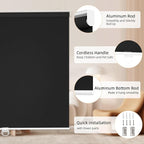 ChrisDowa Cordless Blackout Roller Shades for Windows, Thermal Insulated UV Protection Pull Down Shades, Total Blackout Window Blinds for Home, Office, Bedroom, Door (59" W x 72" H, Black)