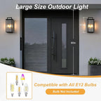 17.92INCH Large Outdoor Wall Lights, Dusk to Dawn Outdoor Lighting with Elegant Striped Glass, Waterproof Exterior Lighting Fixtures Modern Outside Sconce for Porch, Patio, Doorway