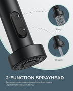 FORIOUS LED Kitchen Faucet with Pull Down Sprayer Black, Modern Single Handle Stainless Steel Commercial Spring Sink Faucet with LED Light for Pot Filler, Farmhouse Camper Bar Laundry Room