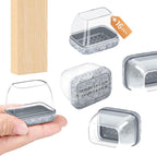 Ezprotekt 16 Pcs Rectangle Grey Felt Chair Leg Floor Protectors for Hardwood Floors, Rectangle Silicone Chair Leg Caps, Furniture Leg Covers Cups for Chair Table (Fit W :0.6-0.8", L: 0.9-1.3")