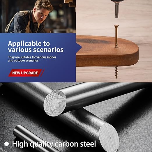 #14 x 6 Inch Deck Screws (23Pcs) 1lb. Carbon Steel, Yellow, Flat Head, Rust Resistant epoxy Coated, with T30 Star Bit