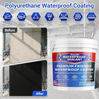 Polyurethane Waterproof Coating, 0.4 Gallon / 51 Fl Oz., Black Roof Sealant Multi-Surface Leak Repair Roofs, Foundations, Basements, Garages, Indoor and Outdoor Liquid Water Proof Sealant