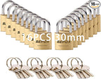 SEPOX® 16 Pcs Pack Solid Brass Padlock with Same Keys 24 Pcs, Heavy Duty & Compact Body 30mm 1-3/16", Small Lock & Key with Big Handle, Keyed Alike for gate, Gym Locker, Hasp, Tool Box