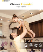 Ensenior 6 Pack 6 Inch LED Recessed Light, Dimmable, 2700K-5000K 5CCT, 1200LM High Brightness, 12W 120V, Damp Rated, Ultra-Thin Canless Wafer Light, Black - ETL & FCC & IC