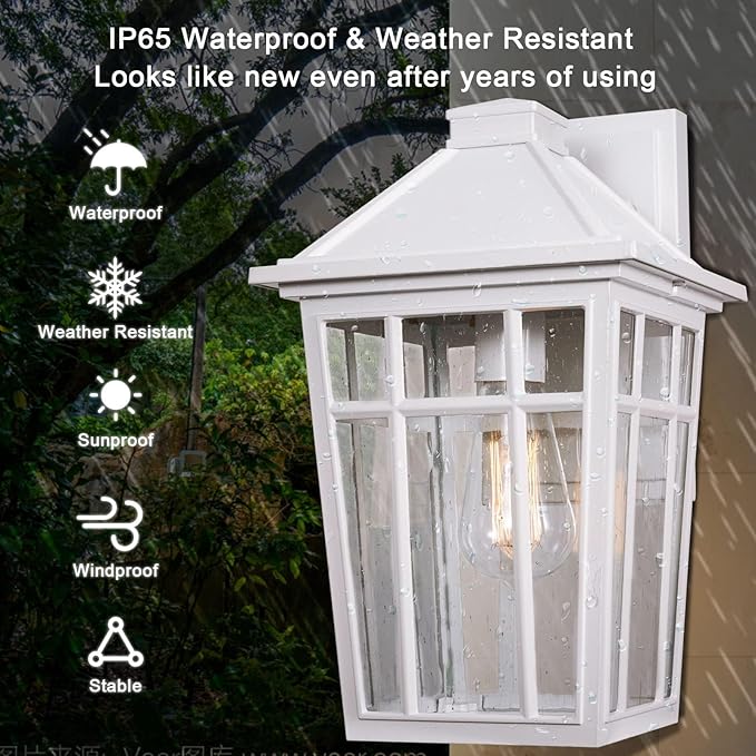 Darkaway 2pcs Outdoor Sconce Lights Wall Light Fixtures, 14inch Large Porch Light Outdoor Wall Anti-Rust Waterproof Aluminum with Glass Exterior Light Fixture for Patio Yard Garage