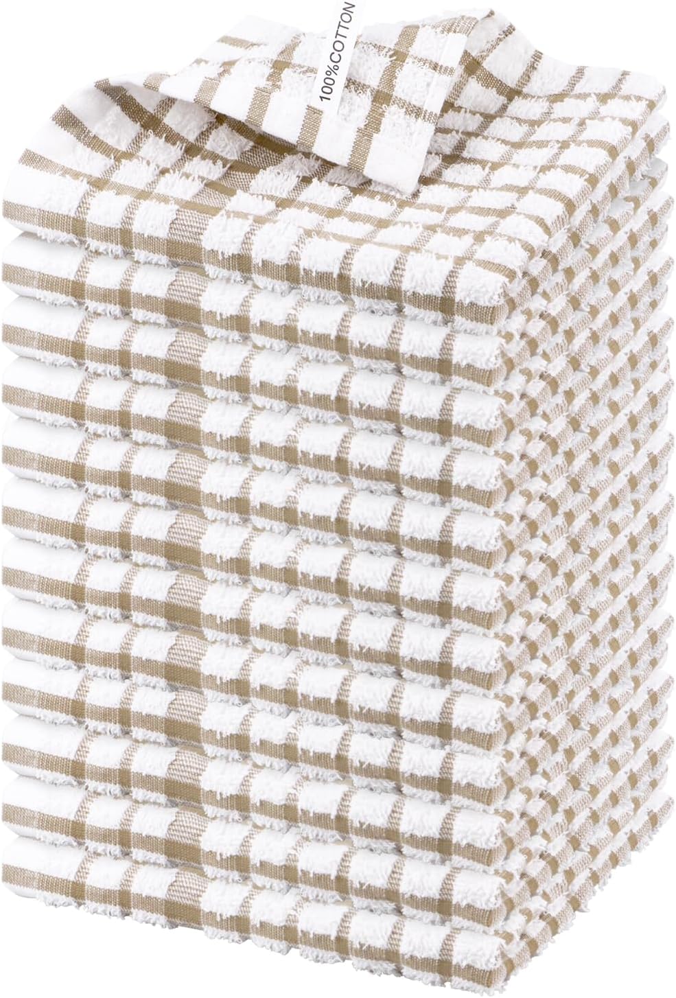 Nialnant 12PCS Little Yellow Plaid Dish Cloths,100% Cotton Soft Absorbent Cleaning Rags,Quick Drying Dish Towels for Kitchen,Washing Dishes-Little Yellow Plaid,12 x 12 in