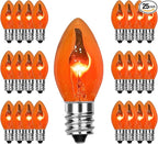E12 Flicker Flame Replacement Candle Bulbs, 25-Pack Orange Flame Light Bulbs for Home Decor, Energy-Efficient Flickering Light Bulbs for Chandeliers, Wall Sconces, and Lanterns, UL Listed