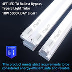 25 Pack, T8 Led Bulbs 4 Foot 18W, Type B Ballast Bypass, 48 inch Led Bulbs Replacement for F32T8, F20T10, F40T12 Fluorescent Tubes Light Bulb, Dual Ended Power Input, 5000K 2300lm