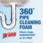 Drano Dual-Force Foamer Drain Clog Remover and Cleaner for Shower or Sink Drains, Unclogs and Removes Sources of Odor, 17 Fl Oz