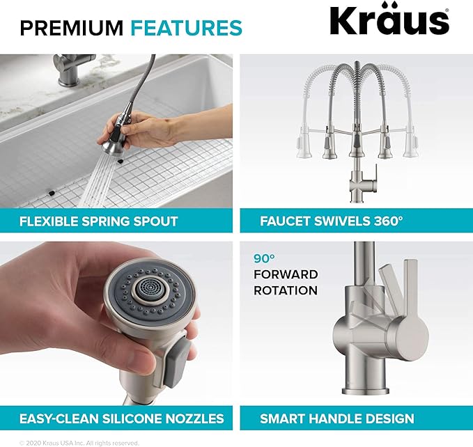 KRAUS Britt 2nd Gen Commercial Style Pull-Down Single Handle Kitchen Faucet in Spot Free Antique Champagne Bronze, KPF-1691SFACB