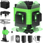 Laser Level, Laser Level 360 Self Leveling, 3x360° Green Cross Line for Construction and Picture Hanging, 3D 12 Lines Laser Level Self Leveling Tool with Rechargeable Battery