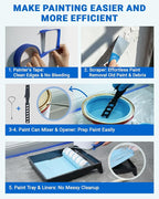 Paint Roller Kit with Extension Pole 2 to 4FT, All-in-One Wall Painting Tools Kit Paint Rollers Cover and Paint Roller Frame, Paint Brushes Set for House Painting - 30 Piece Sets