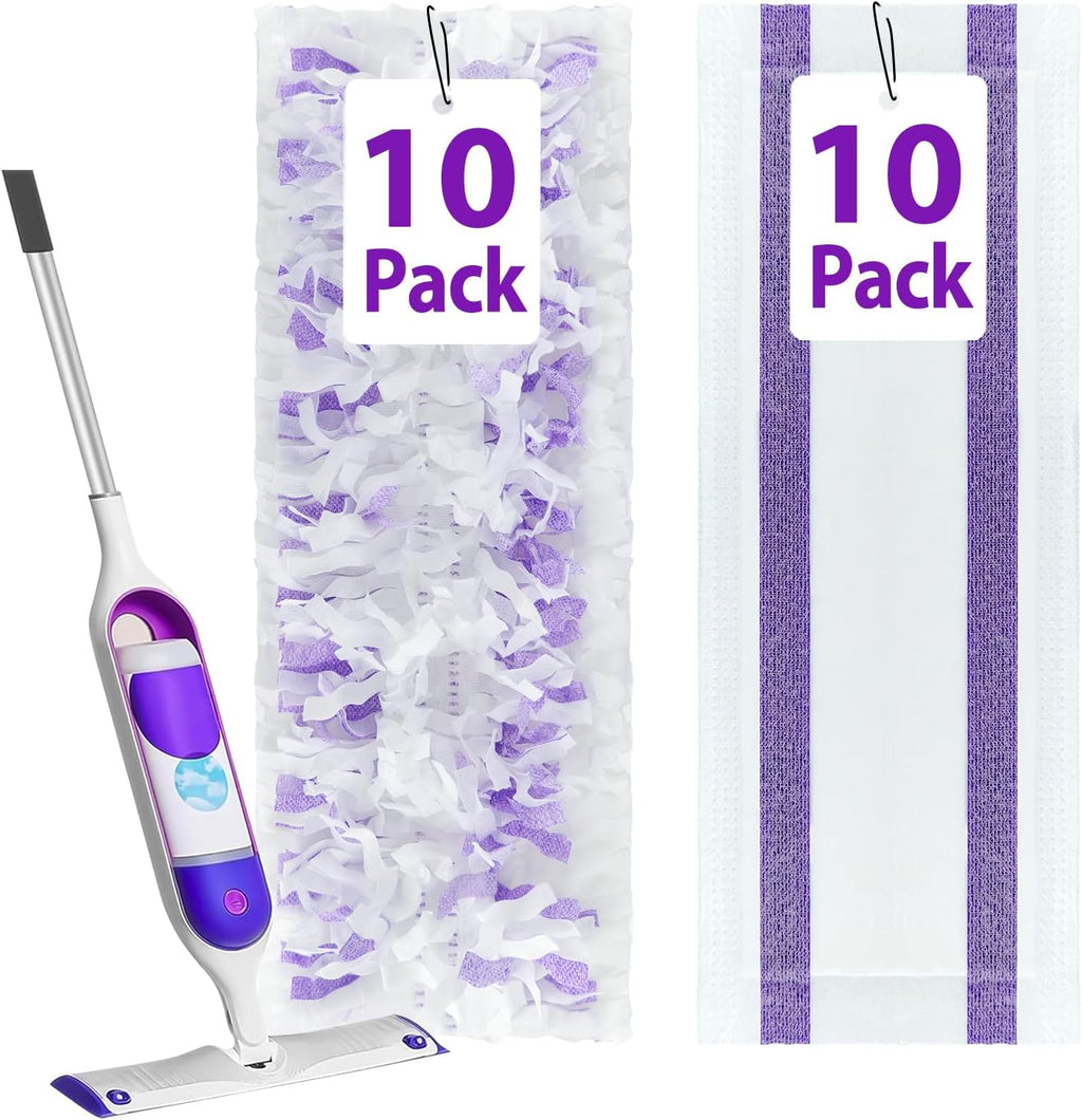 20 Count Disposable Mop Pad Refills for Swiffer Power Mop,Includes 10 Ultra-fine Fiber Mop Pads and 10 Super Absorbent Mop Pads,Compatible with Swiffer Power Mop，Replacement Mop Pad for Floor Cleaning