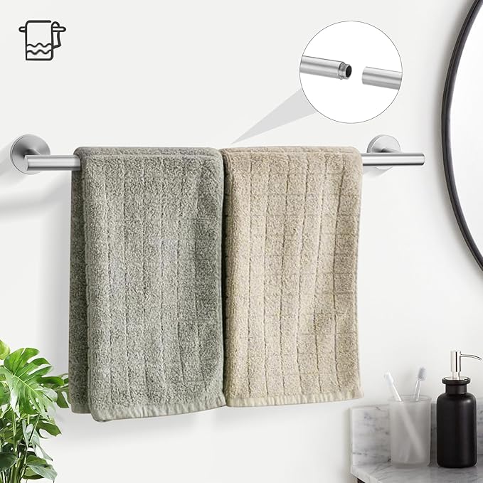 TURS 5 Piece Bathroom Hardware Set Brushed, SUS304 Stainless Steel Bath Towel Bar Set, 24 Inch Bathroom Accessories Kit Wall Mounted