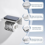 APLusee Brushed Nickel Toilet Paper Holder with Phone Shelf, 304 Stainless Steel Toilet Tissue Roll Holder, Wall Mounted Bathroom Paper Roll Dispenser