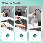 CREA Kitchen Sink Faucet,Pull Down Kitchen Faucets with Sprayer 3 Modes,Brushed Nickel Uitility Laundry Faucet Single Hole Bar Sink Faucet 360°Swivel High Arc Commercial RV Faucet Stainless Steel