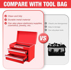 WORKPRO Metal Mini Tool Box, Top Tool Chest containing Two Drawers with Ball Bearing Slides, PVC Drawer Liners and PP Feet Pads, Durable Cold Rolled Steel Small Toolbox for Multi-Purpose Storage