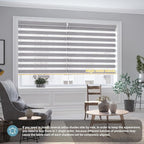 SmartWings Motorized Zebra Shades Work with HomeKit, Alexa, Google Home, 60% Blackout Light Filtering Day Night Sheer Blinds, Privacy Light Control, for Home/Office, Customized, Grey