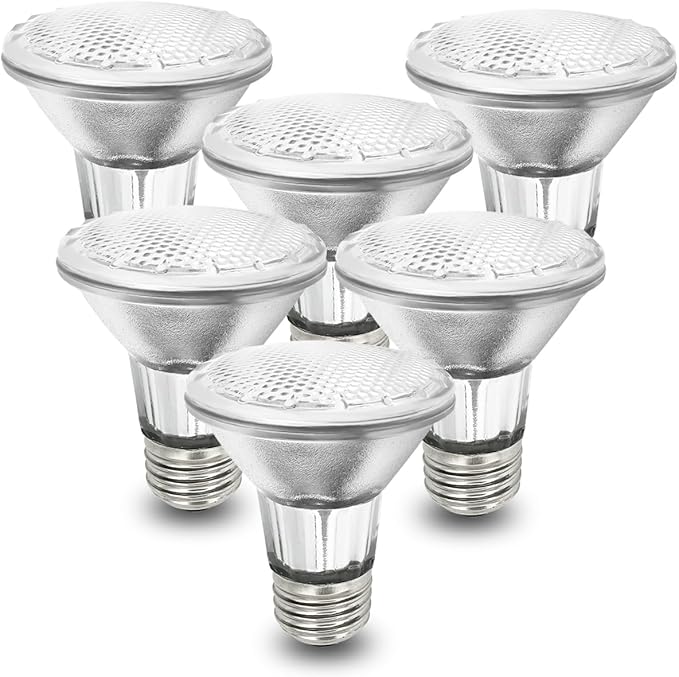 Par20 Bulbs, 6 Pcs 120V 50W Par20 Light Bulbs, E26 Medium Base Long Lasting Life High Output Reflector Flood Lights Replacement Range Hood Light - Warm Light