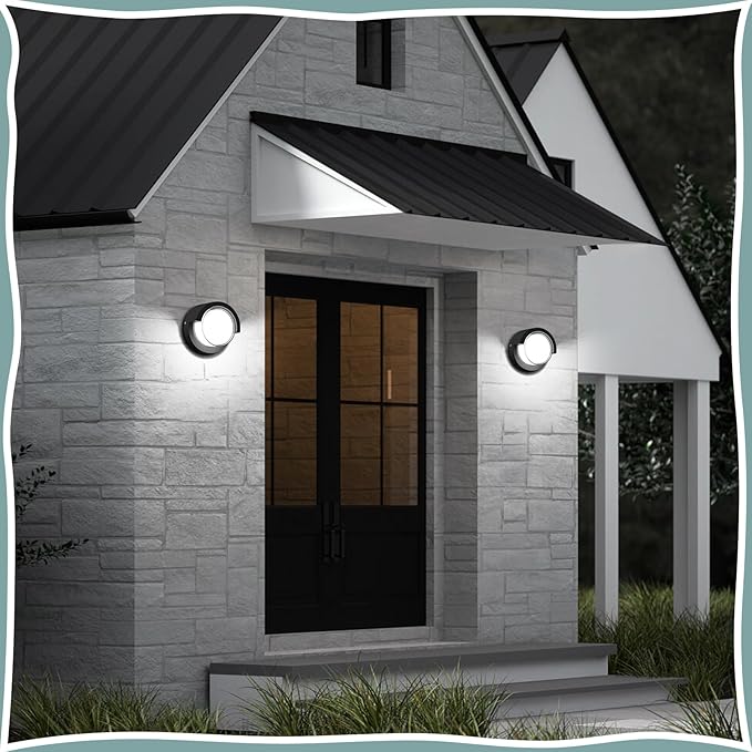 LED Porch Lights Outdoor 12W 6500K Modern Wall Lighting Double-Layer Cover Aluminum Exterior Light Fixture IP65 Waterproof for Stairway Garage Patio Bedroom ﻿