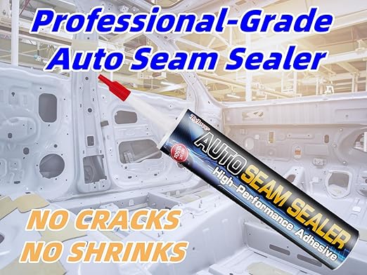 [Black] Seam Sealer Automotive-Professional Grade High Strength Waterproof Automotive Adhesive for Auto Body Repair, Rust & Leak Prevention-Quick Paintable Sealant for Metal, Plastic -10.5Oz Tube