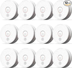 Jemay Smoke Detector Fire Alarms 9V Battery Operated with Photoelectric Sensor & Silence Button,10 Year Long Life Smoke Alarm Fire Detectors Easy to Install,12 Packs