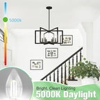 E26 Base LED Candelabra Bulb, 5000K Daylight, 6W, 60 watt Equivalent, E26 LED Bulb Non-Dimmable, B10 Chandelier Candle Light Bulbs, 90+CRI, 600LM, Cear Glass, 12 Pack