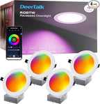 Recessed Lighting 6 Inch with App & Voice Control, 1200LM RGBCW Smart Ceiling Light Work with Alexa & Google, Dimmable LED Recessed Lighting 6 Inch with Timer Music Sync Can Lights, 4 Pack