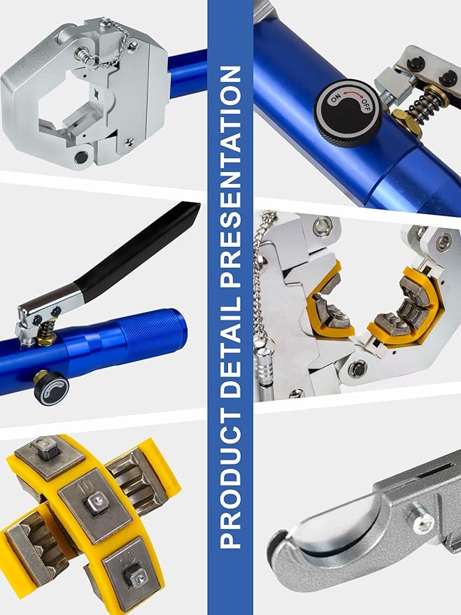 AMZCNC 71500 Hydraulic A/C Hose Crimper Kit - Handheld Crimping Tool Set with Snap-On Dies for Air Conditioning Hose Repair