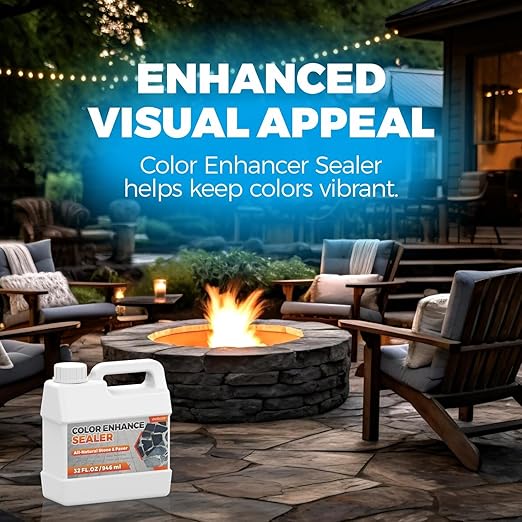 32oz Wet Look Color Enhancer Sealer for Outdoor, High Gloss Wet Look Stone Sealer Provides a Long-Lasting Shine to Stone Slabs, Provides Natural Color Enhancement for Tiles, Floors, Pavers, Concrete